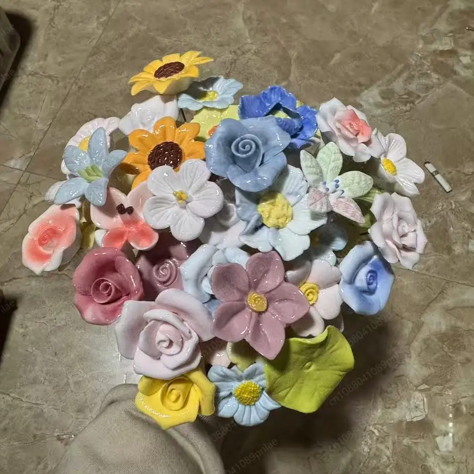 

Керамический цветок из Цзиндэчжэня, выдержанный при высоких температурах, креативный подарок ручной работы, художественное украшение в стиле искусства.