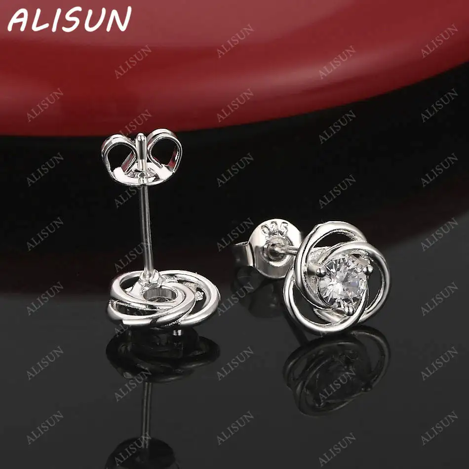 

ALISUN 925 Sterling Silver Zircon Earrings Stud Earrings For Women Charm Trend Birthday Gifts Fashion Party Fine Jewelry