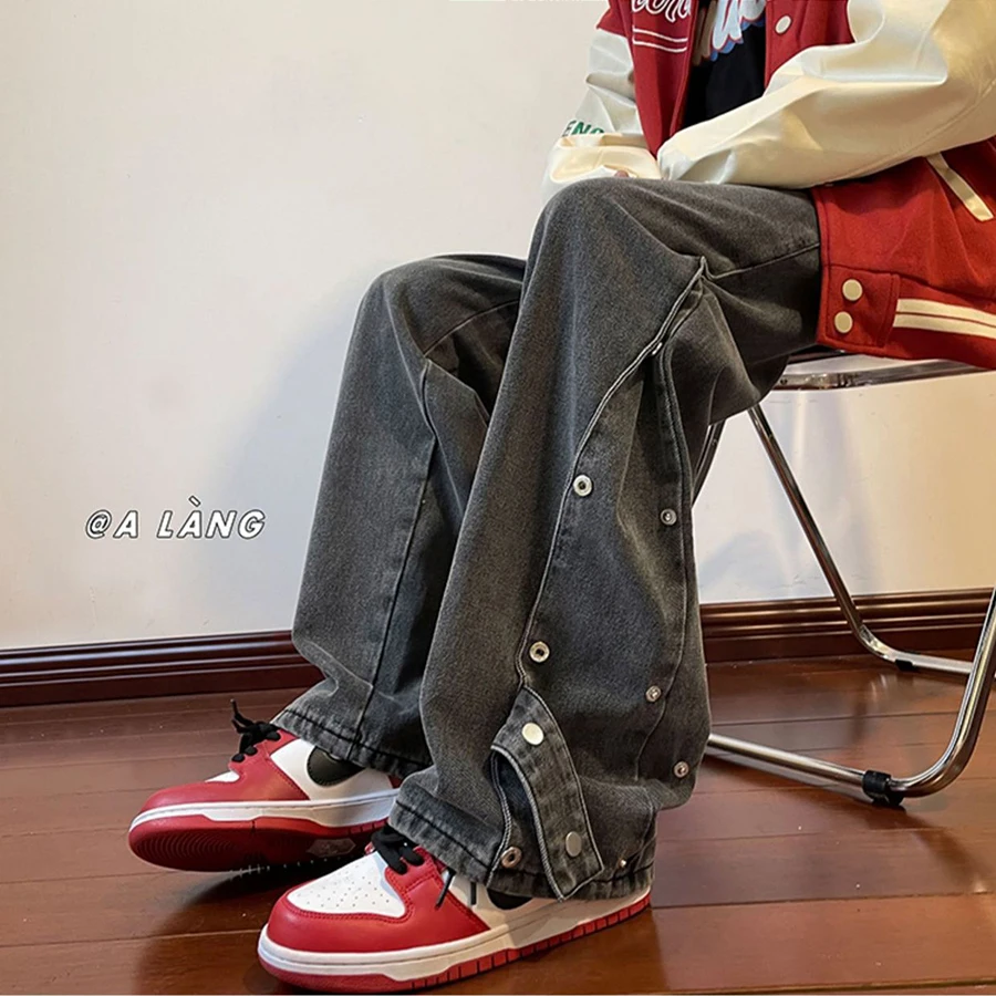 New Cargo Pants For Men Straight Jeans Fashion Hip Hop Youth Street Denim Pants Casual Business Y2k Vintage Style Black Jeans