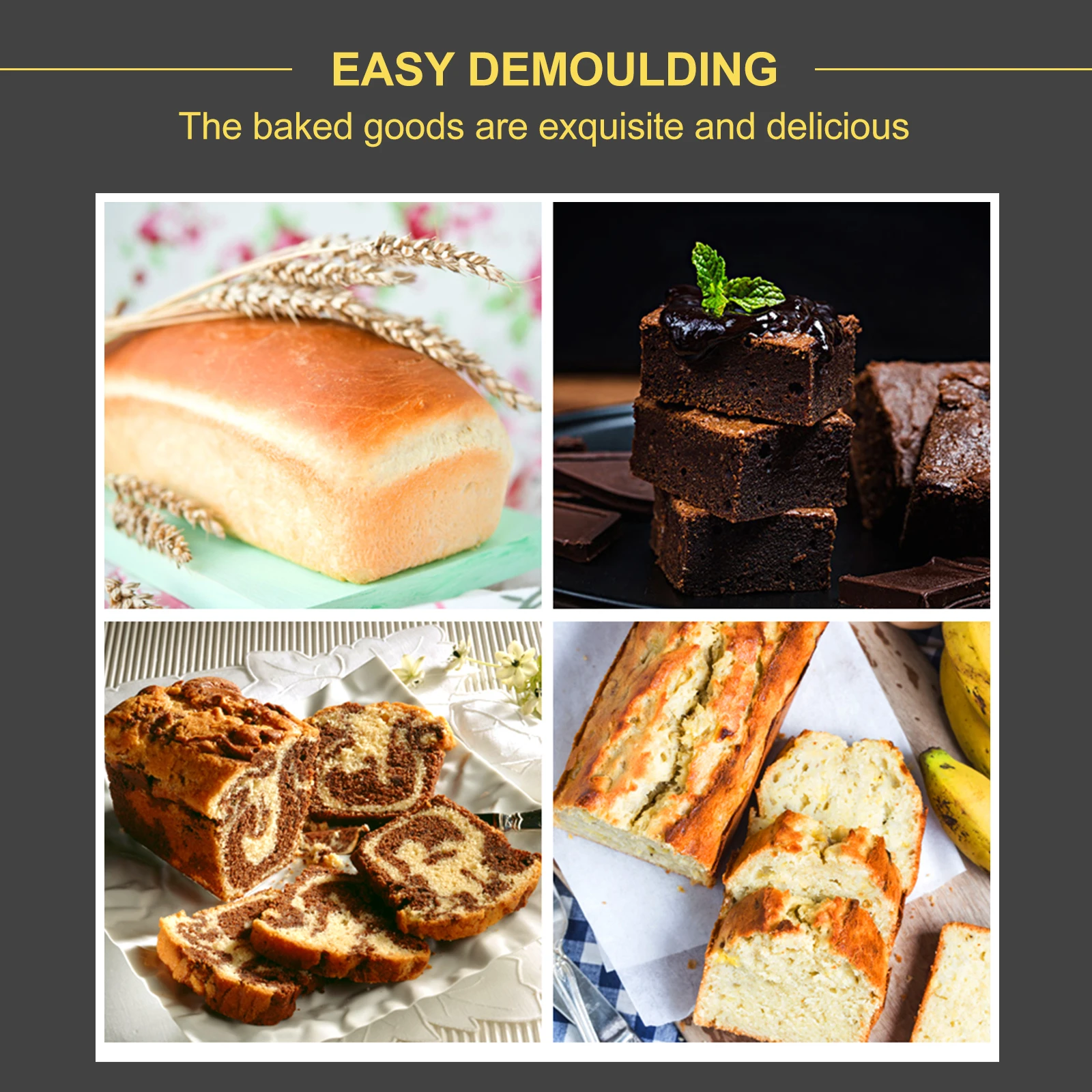 

6pcs Non-Stick Rectangular Cake Molds Toast Boxes Baking Pans Aluminum Alloy High Temperature Resistant Easy Demould Diy Baking