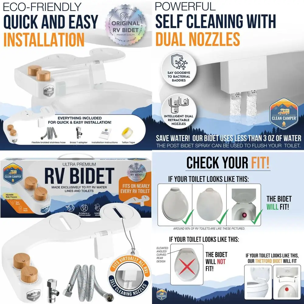 

Оригинальные самоочищающиеся двойные насадки для биде на колесах | Неэлектрическая, реверсивная конструкция | Простая установка, совместимость с водой на автофургоне