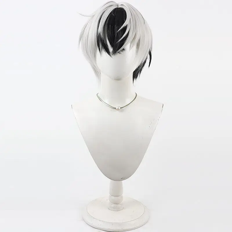 วิกผมคอสเพลย์เกมคุริคาระโกะ สีเงินขาว พร้อมไฮไลท์สีดำ สำหรับงานคอมิคอน ปาร์ตี้ ผู้ใหญ่ ทั้งผู้หญิงและผู้ชาย