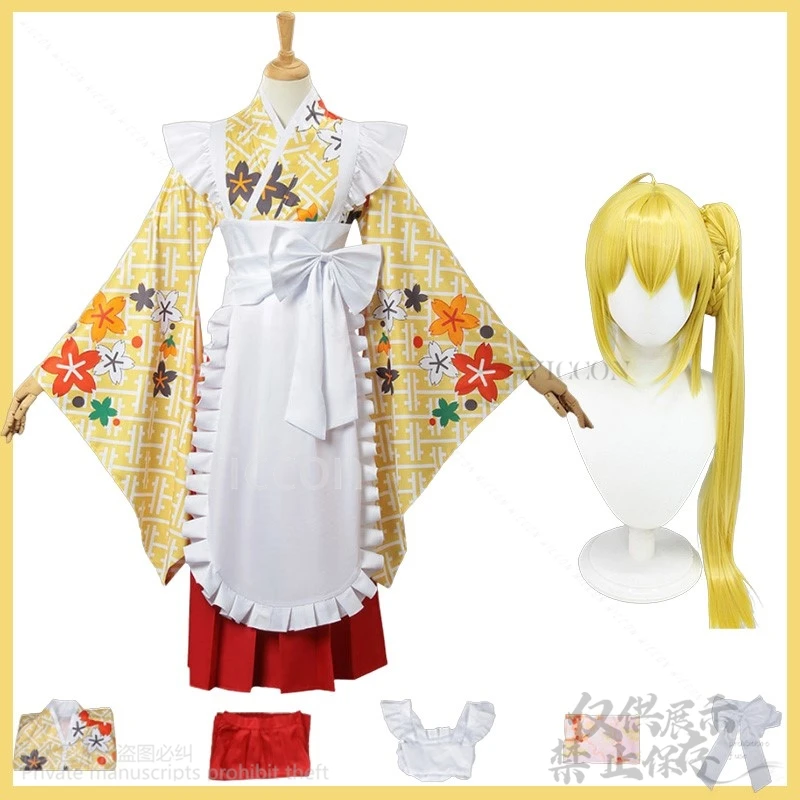 Anime The Rock! Cosplay Ijichi Nijika Costume Japanese Jirai Kei Girls Cute Kimono Dress Kawaii Lolita Pink Wigs Customized
