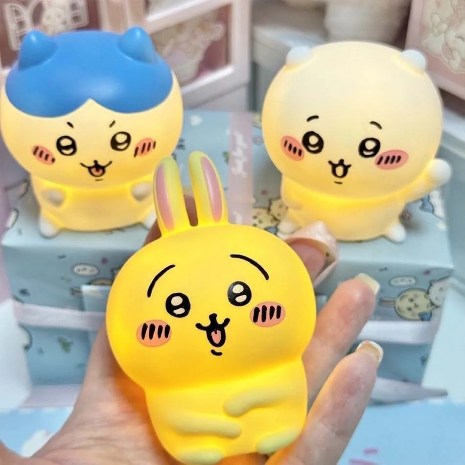 Cute Chikawa Kawaii Bedroom Desktop Decoration Hachiware Usagi Cartoon Vinyl Doll Night Light Luminous Toy Surprise Girl Gifts