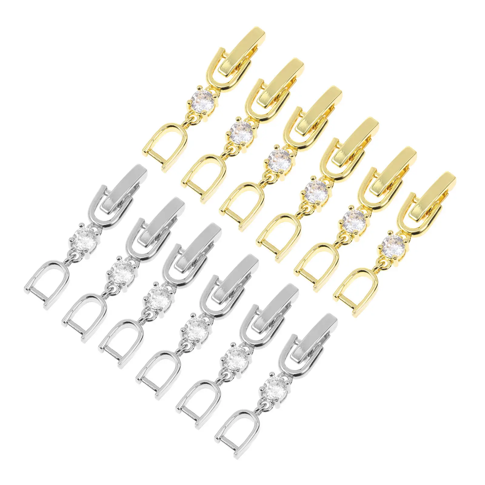 

12 шт. удлинительных цепочек из сплава со стразами для браслетов и ожерелий, регулируемая длина, надежная фиксация, полированная отделка