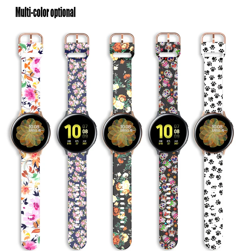 20MM 22mm watch Strap for Samsung Galaxy Watch 6 5 pro/4/Classic Silicone Sport Bracelet for amazfit GTR-GTS 4-3-2e Printed Band