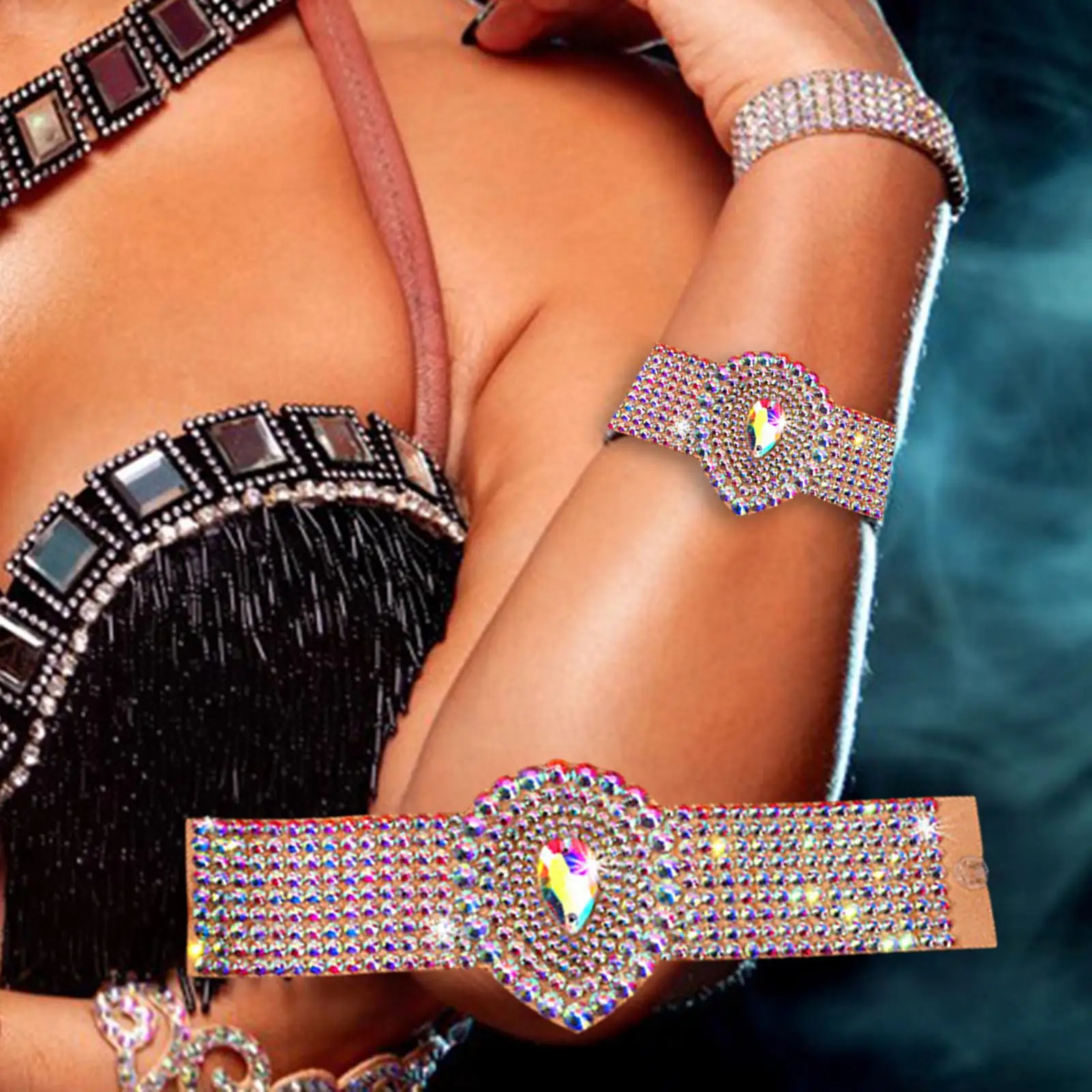 

Belly Dance Bracelet Wrap Wristlet Shining Fashion Cuff Bracelet Dancing Props for Wedding, Bridesmaid, Prom, Dance Show