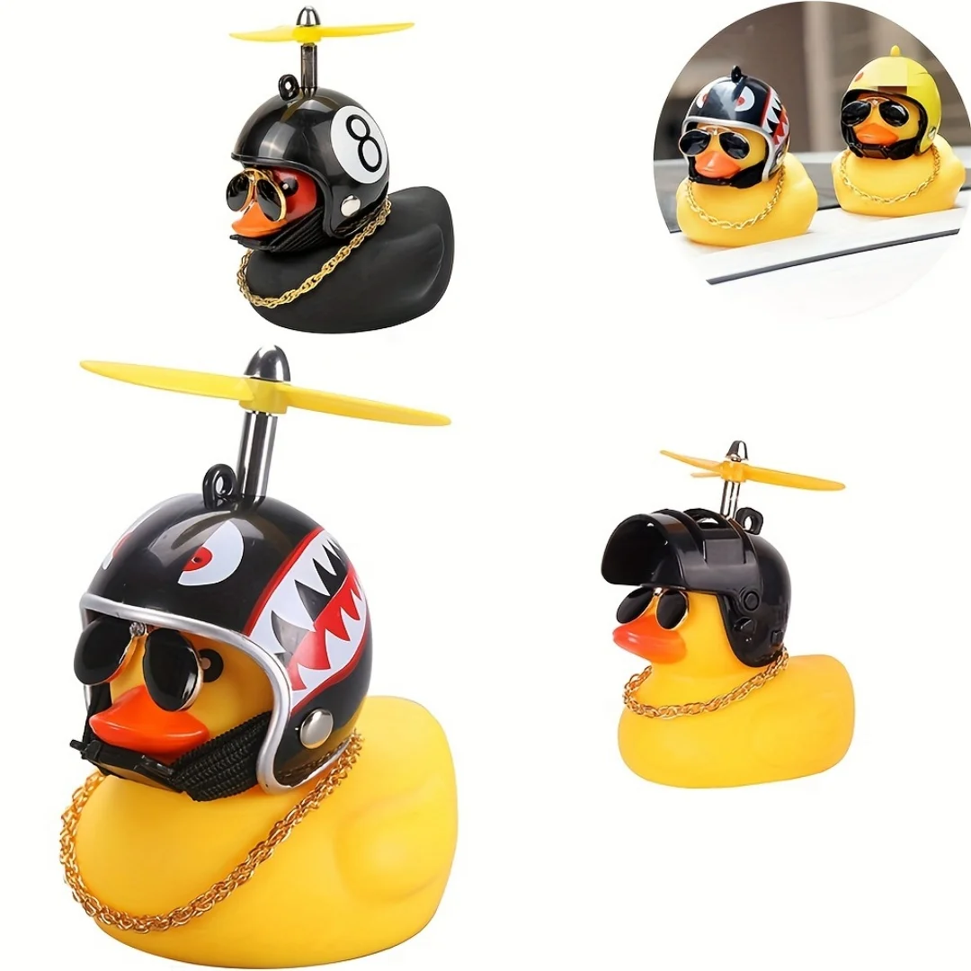 Automotive Interior Cute Little Helmet Breaking Wind Little Yellow Duck  Sticker Riding Bicycle Accessories Decoration