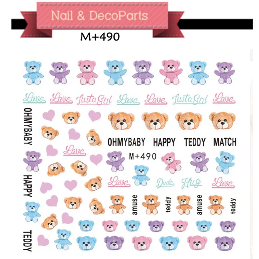 acrylic manicure tool Accessories Cute bear decorations sticker Art decorations sticker 3D Nail Art Stickers Exquisite design