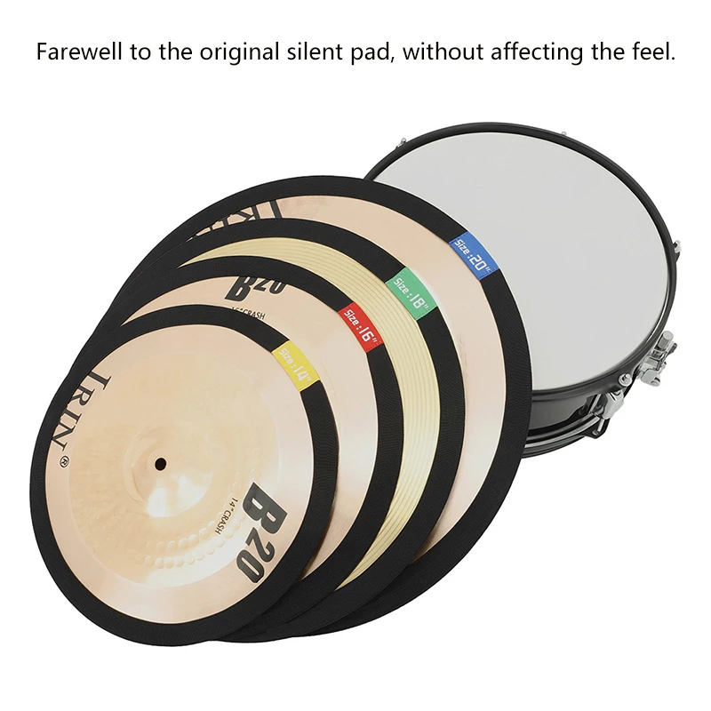 4Pcs Cymbal Mute Belt Set,14/16/18/20Inch Thick Elastic Drum Cymbal Dampener,Noise Reduction for Beginner Home Drum Practice