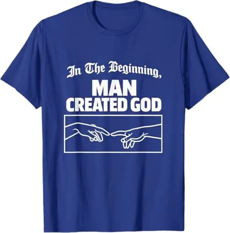 Man Created God Funny Atheist Unhinged Anti Religion Meme T-Shirt Sarkastisches religiöses Y2K-Ästhetik-T-Shirt mit peinlichem, frechen Motiv – Detail 4