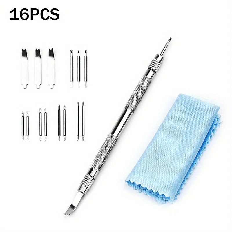 16pcs Replace Watch Band Spring Bar Set Repair WristWatch Strap Spring Pine Needle Bar Filed Pin Accessory Removal Tool