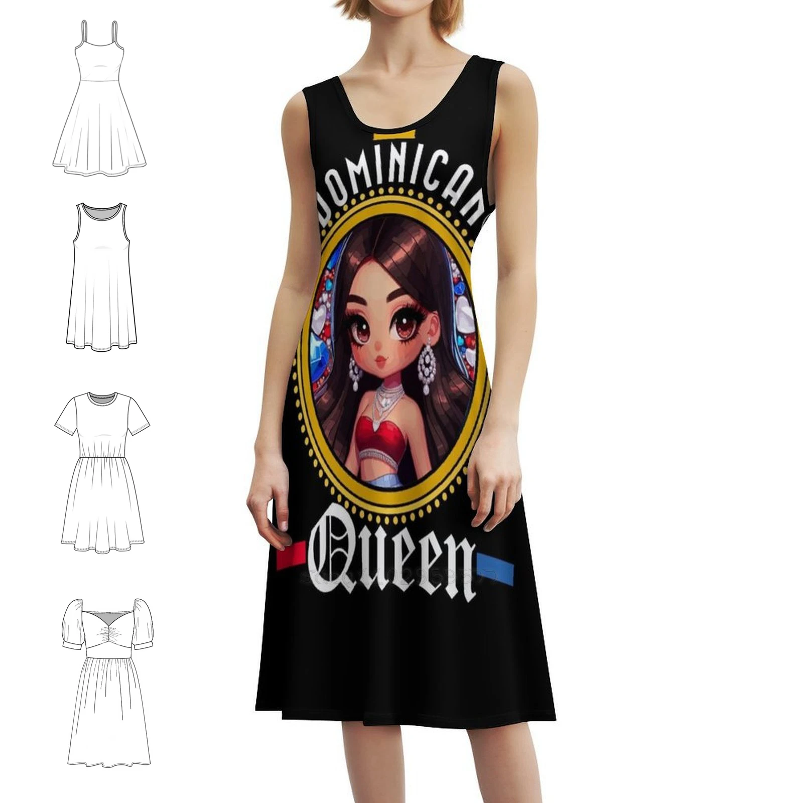 

Платье в корейском стиле «Королева Доминикан» для женщин. Элегантное повседневное платье для вечеринки или повседневной одежды. Доминиканская Республика. Доминиканская Республика.