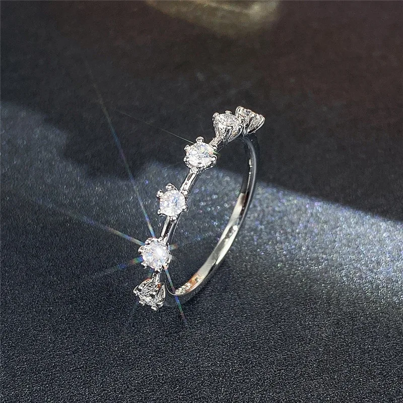 Dainty Stacking Rings for Women Korean Fashion Cubic Zirconia White Gold Color Female Jewelry Trend 2024 Dropship Supply KCR082