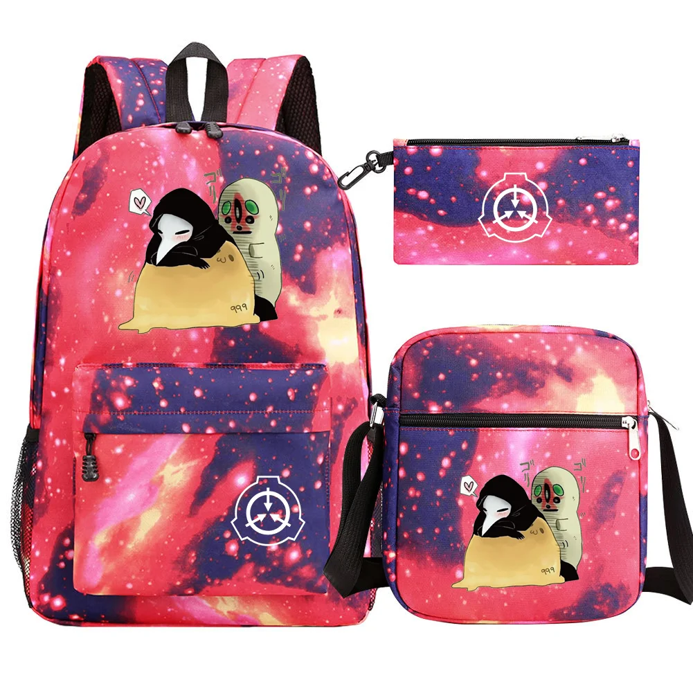 3pcs SCP Foundation Backpack Women Men COOL Bag Kids Pencil Case Children School Book bags Laptop Girls Boys Travel Backpack