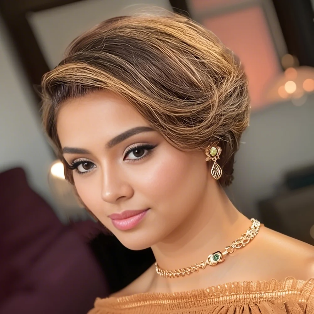 

13x4 Lace Frontal Pixie Cut Wigs Human Hair Wigs Curly Short Bob Wig Brazilian PrePlucked 180 Density For Women