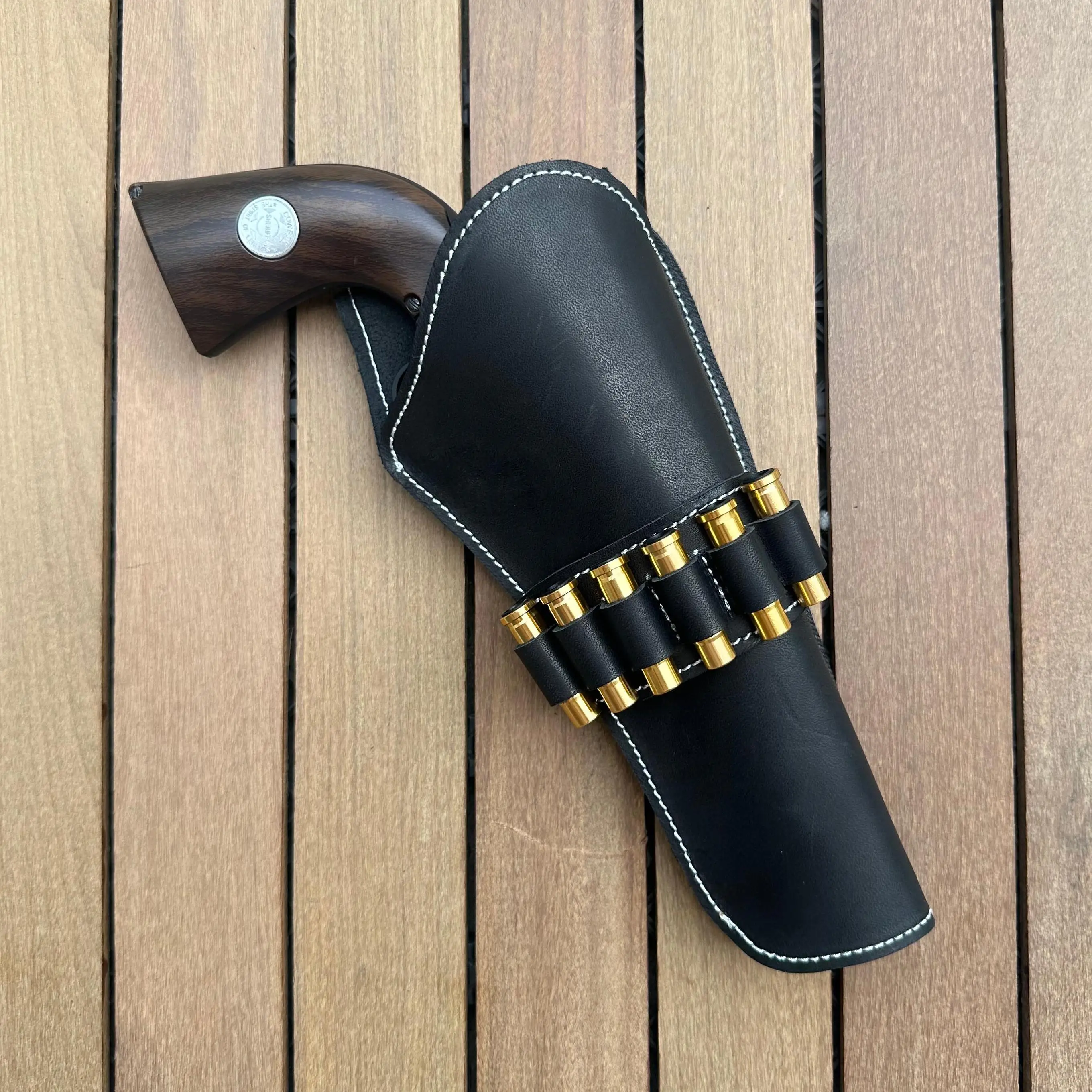 medieval cowboy retro colt m1873 genuine leather revolver holster Can carry six bullets festival cosplay costume belt accessory