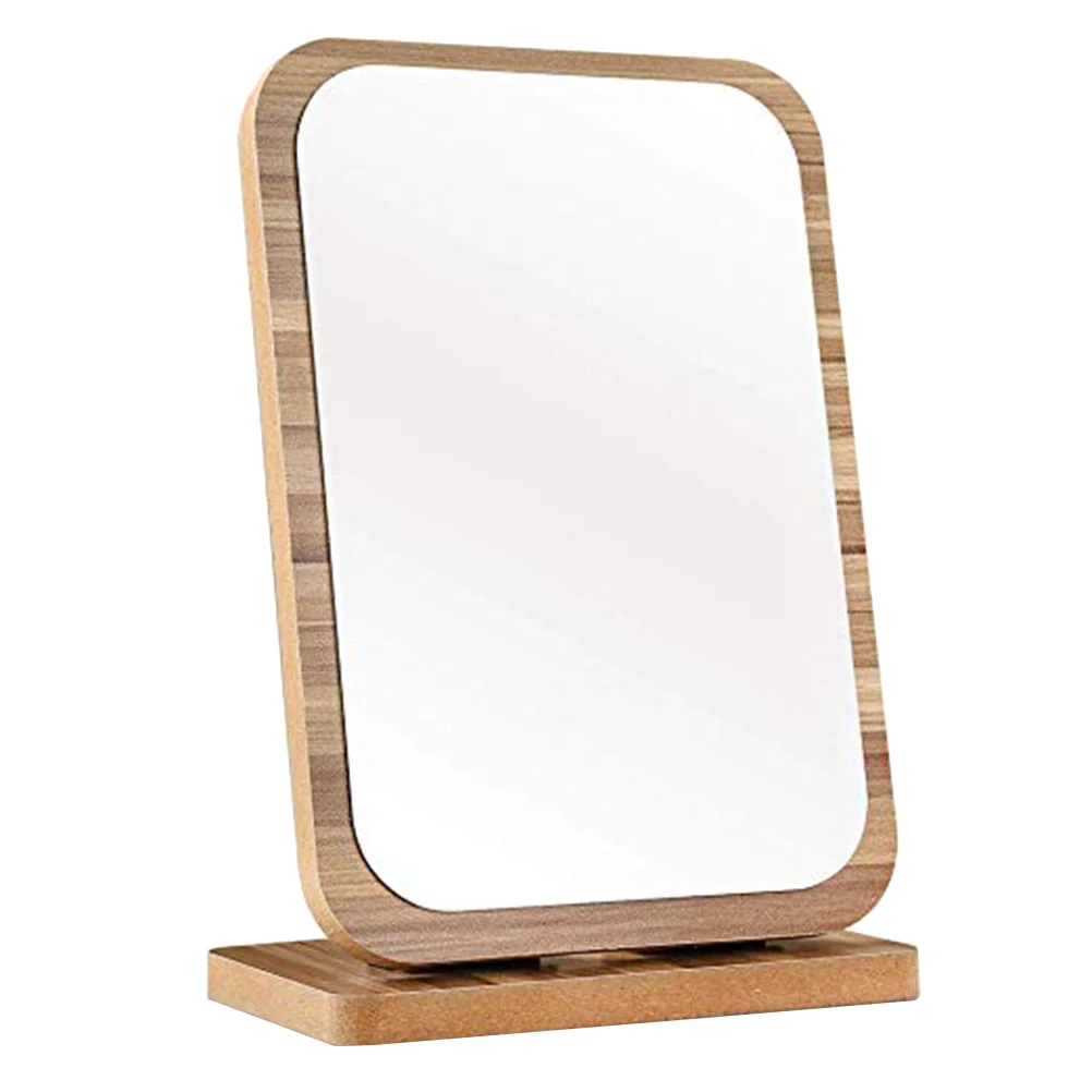 Grace Single Sided Vanity Mirror Desk Foldable Dressing Table with Oil Blotting Papers for Face Bamboo Desktop Large