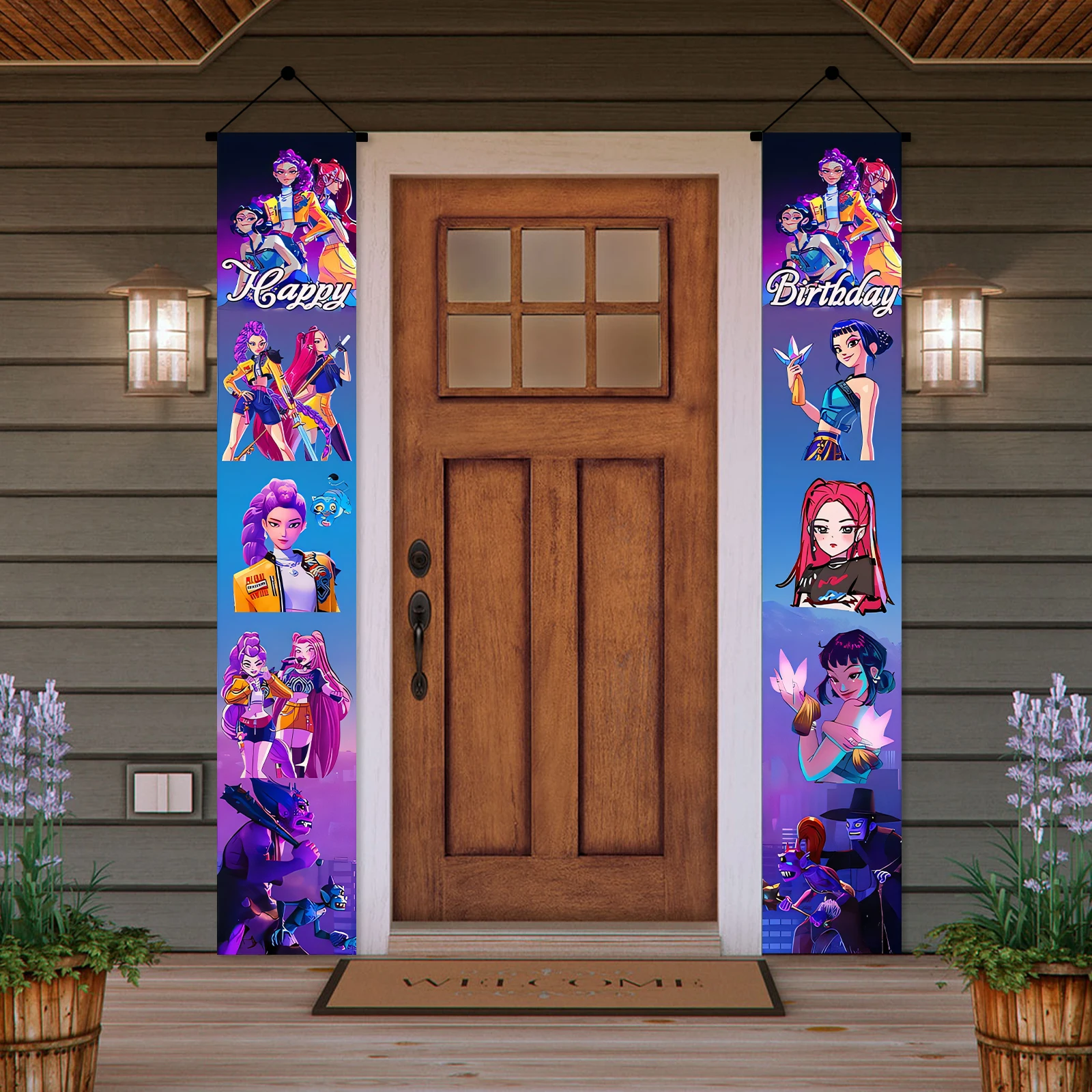 2 قطعة/المجموعة Kpop شيطان الصيادين عيد ميلاد سعيد زوجين حفلة عيد ميلاد الكورية Kpop أنيمي حفلة ساجا بنين فتاة الطرف الديكور صالح #4