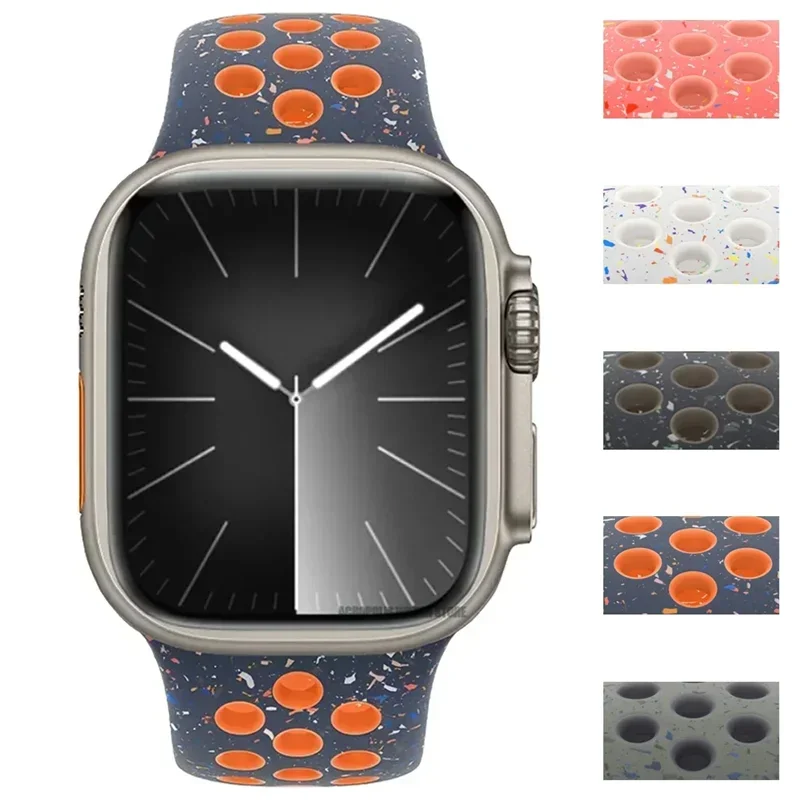 Original Sportarmband für Apple Watch Band 46 mm 49 mm 45 mm 44 mm 38 42 mm Farbige Partikel Gummiband IWatch Ultra 10 9 8 7 6 5 SE – Detail 3