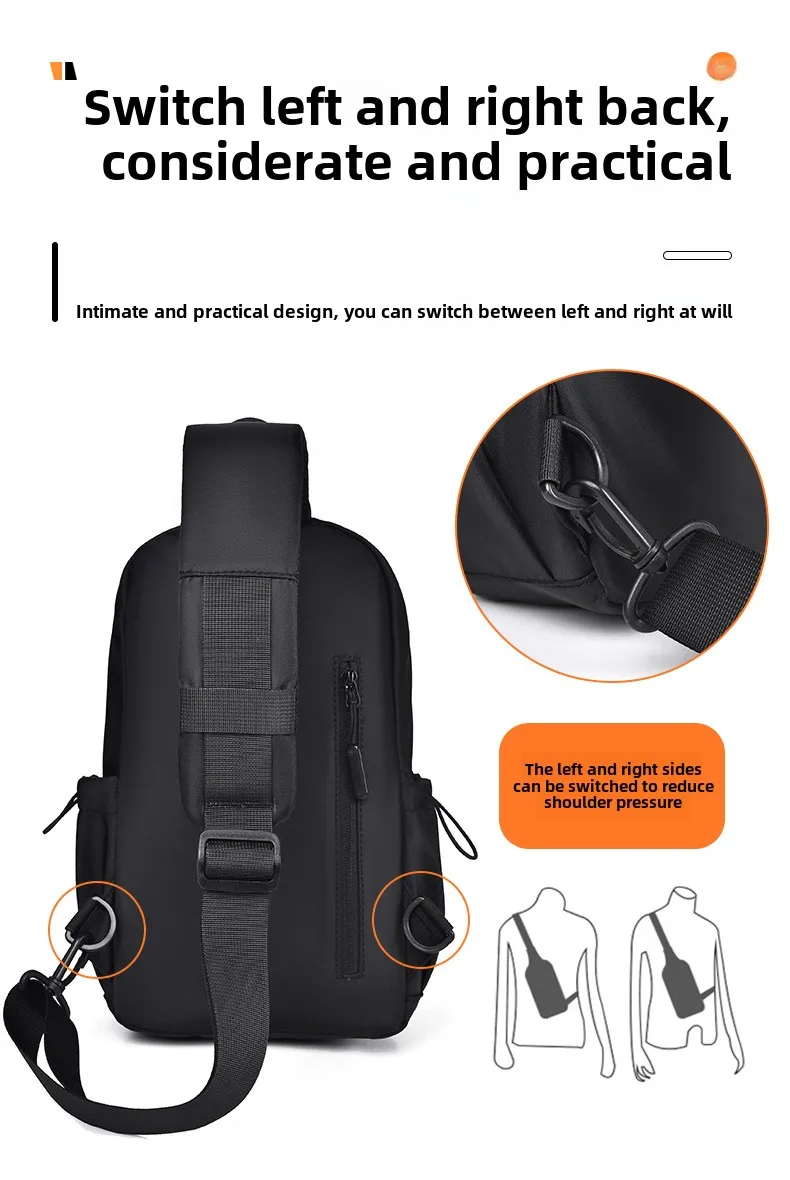 Men's Chest Bag 2025 New Trendy Large Capacity Leisure European and American Chest Bag Men's Multi Functional Crossbody Bag