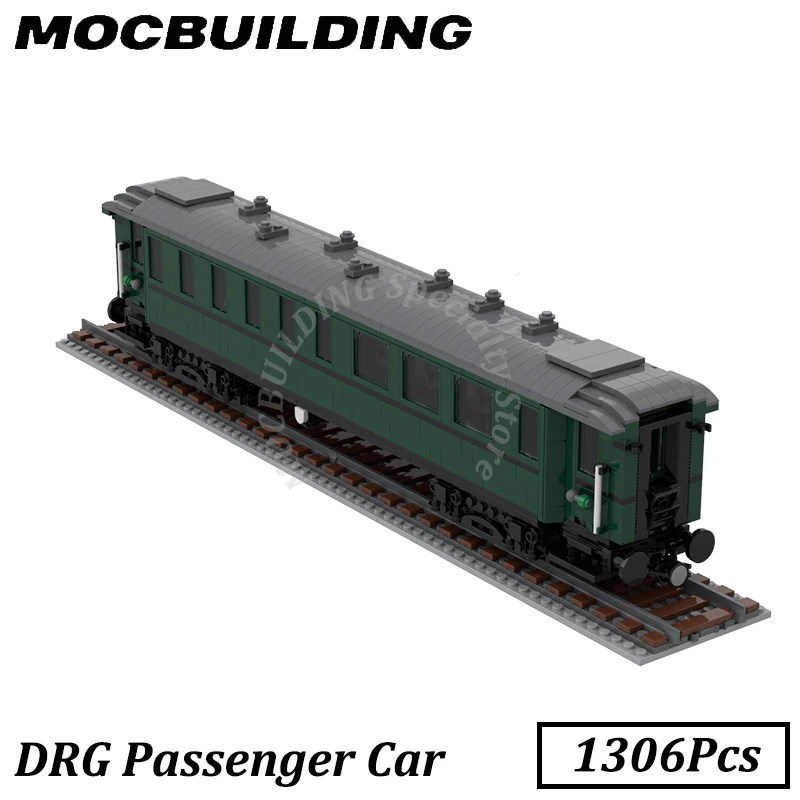 Passenger Car Train Model Postcar Railway Accessories Display MOC Building Blocks Brick Toys Construction Gift Christmas