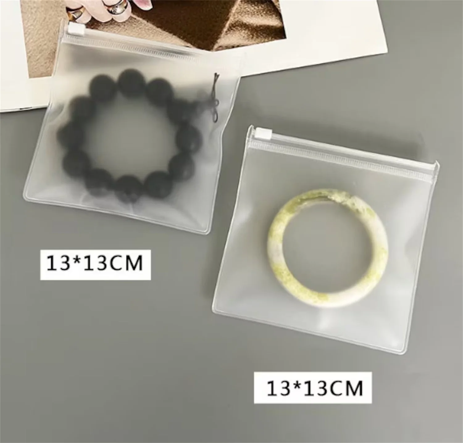 100pcs 5x5in/13x13cm custom jewelry pouch, pvc transparent zipper bag,customized high-quality jewelry packaging with you logo