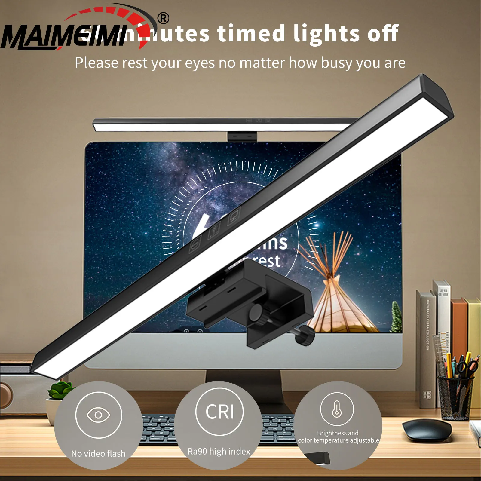 

﻿ Светодиодная настольная лампа, световая панель монитора, экран компьютера, лампа для защиты глаз, 33 см, 50 см, офисная подвесная настольная лампа для чтения, 3 цвета