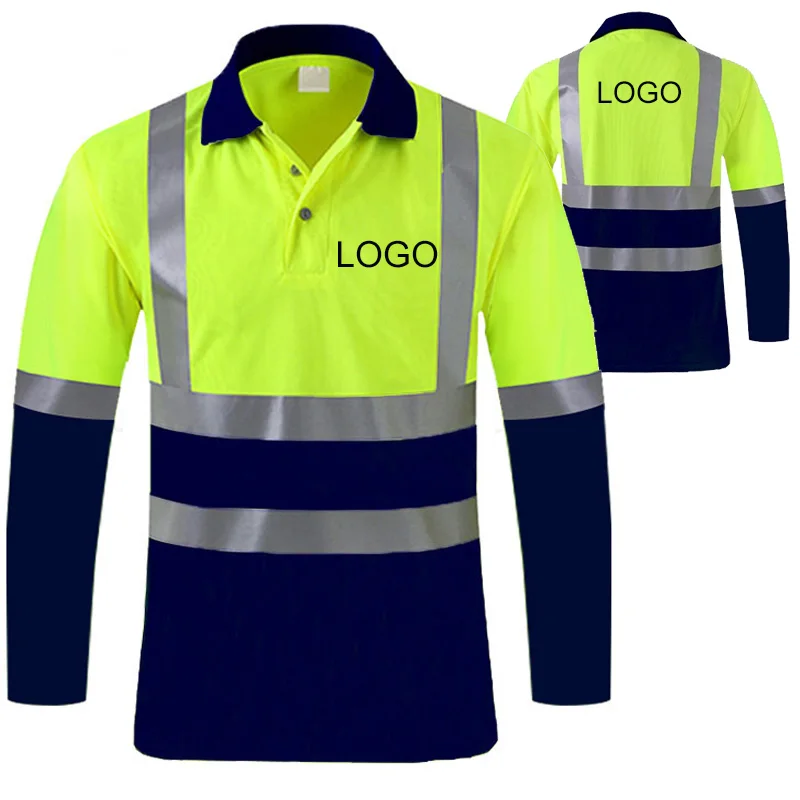 Safety Reflective Working T Shirt for Men Hi Vis Safety Shirts with Logo or Text Road Construction Workwear Polo Tshirts