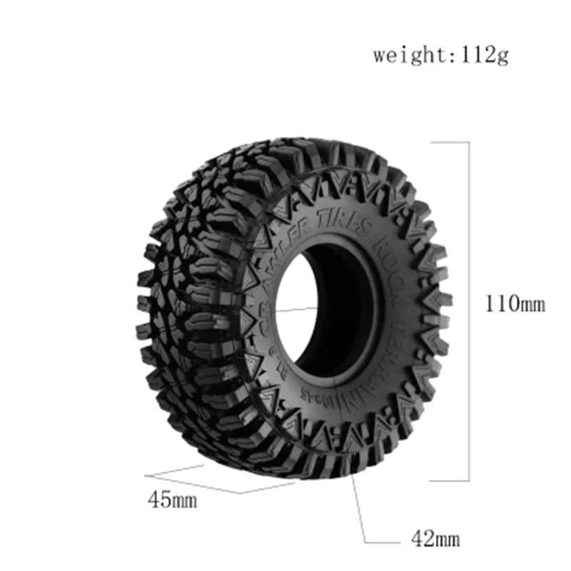 4PCS 110MM 1,9 Zoll Gummi Rock Reifen Rad Reifen Für 1: 10 RC Crawler Auto Axial SCX10 90046 AXI03007 TRX4 Redcat Gen8 Ersatzteile