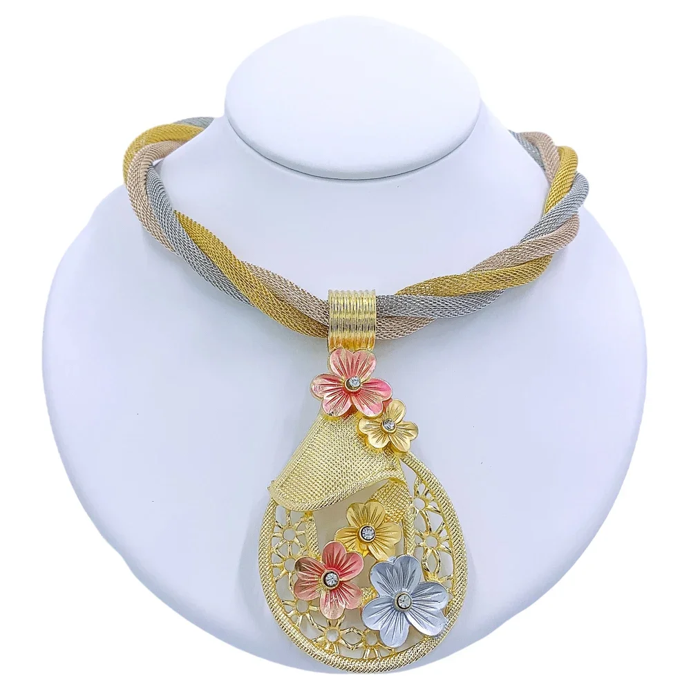 New Design Fine Jewelry Sets for Women Dubai African Gold Color Wedding Colorful Necklace Indian Costume Jewelry Gifts