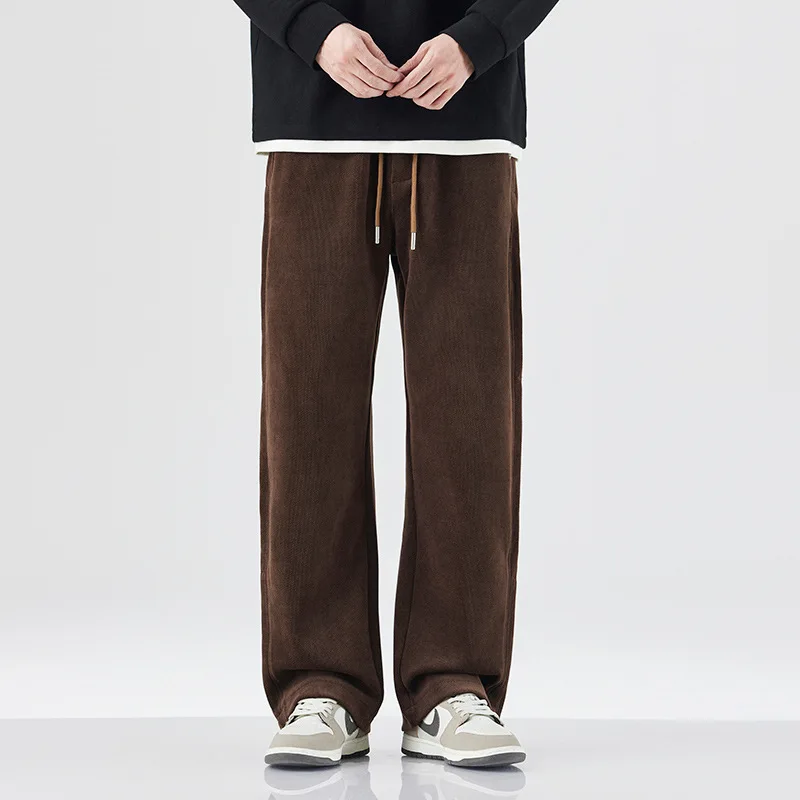 

Мужские свободные брюки-карго с широкими штанинами, прямого кроя, в американском стиле, из искусственной кожи, осенне-зимняя новинка