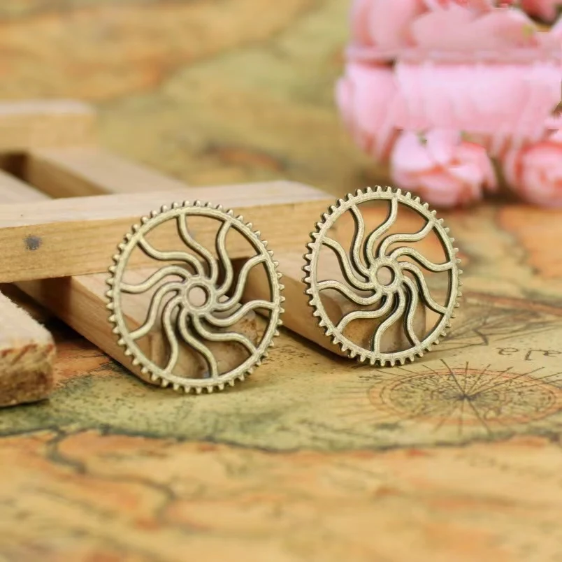 10Pcs/Lot 25mm 2 Color Metal Alloy Machinery Gear Pendant Jewelry Charm Jewelry Gear Findings, Steampunk, DIY, Industrial, Craft
