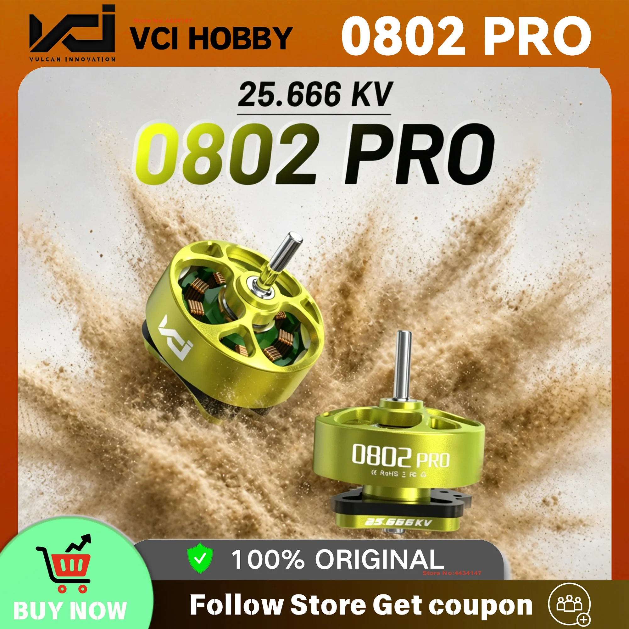 VCI HOBBY 0802 PRO 25666KV Brushless Motor 1.8g Ultra Light High Speed 0.1mm Silicon Steel for 1S-2S 65/75mm Tinywhoop Air75