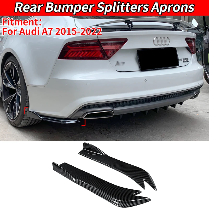 For Audi A7 2015 16 2019 2021 2022 Car Rear Bumper Splitters Aprons Trunk Lip Spoiler Canard Wing Diffuser Wrap Angle Protector 