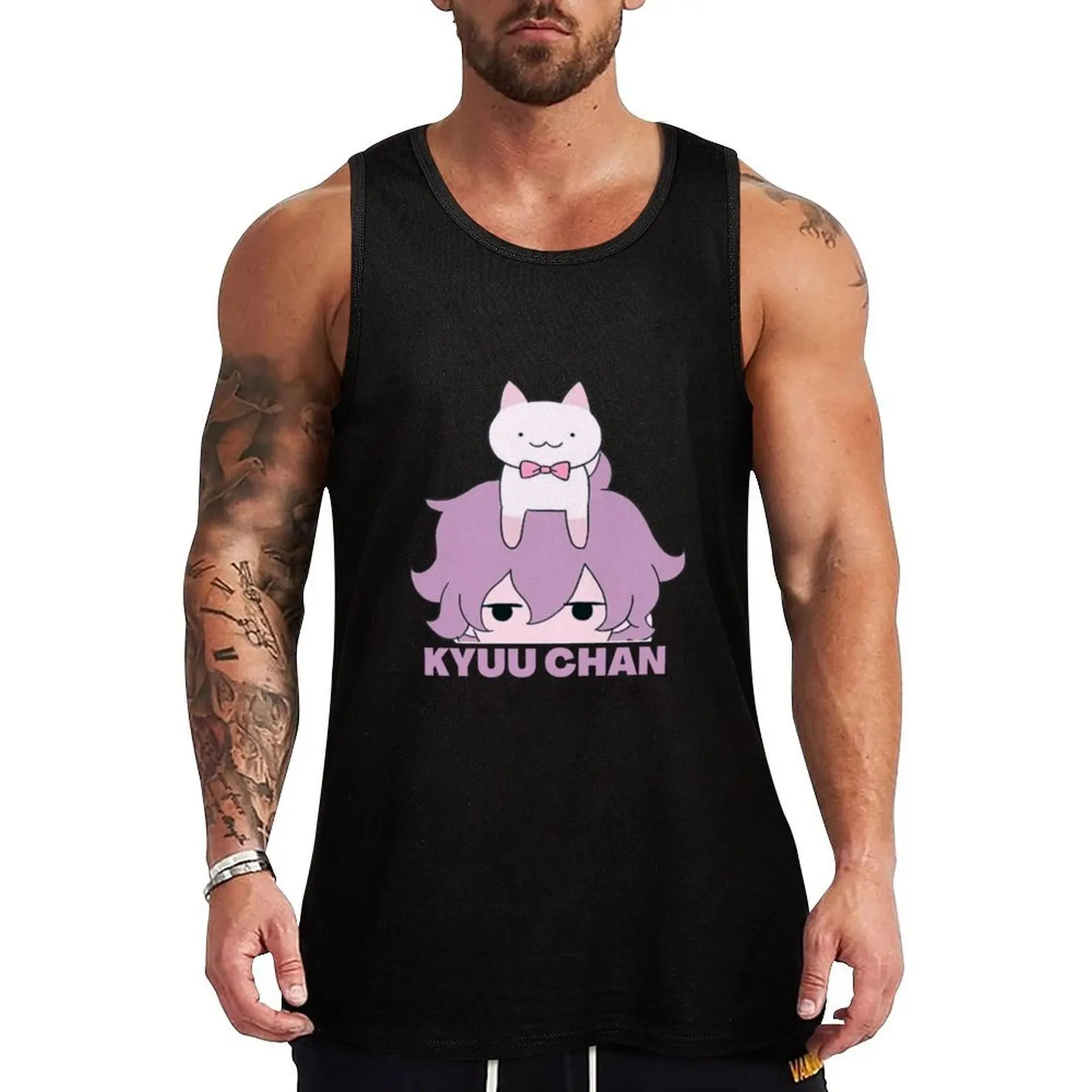 Kyuu Chan Wonder Cat-Funny Tank Top Camiseta sin mangas informal de verano, holgada, ligera, sin mangas