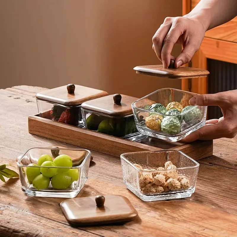【Recomendación del vendedor】plato de fruta de nuez, bandeja para aperitivos, partición casera, bandeja creativa para fruta seca, postre, azúcar, tazón de vidrio, bandeja de comida