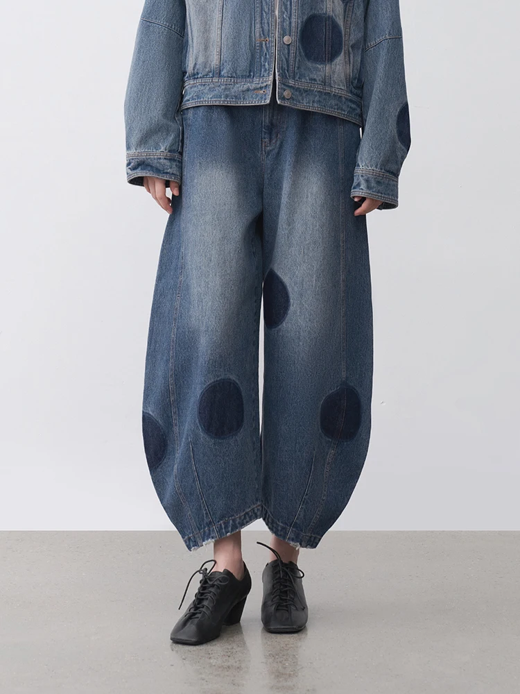 

Женские повседневные джинсы свободного кроя из чистого хлопка, лето 2025, оригинальный дизайн, джинсовые брюки, удобные женские брюки