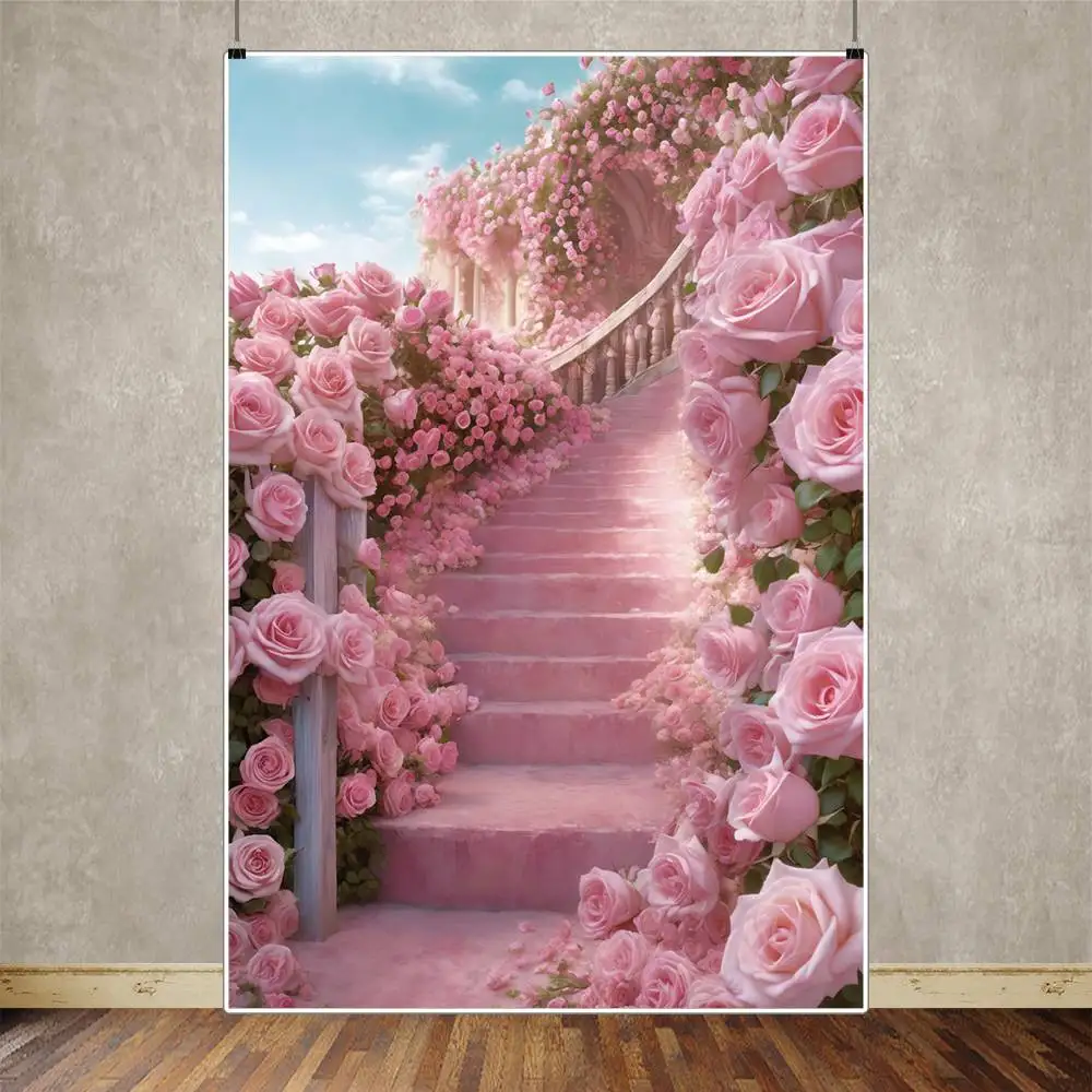 MOON.QG Floral Flowers Backdrop for Photography Photo Frame Wall Door Portrait Background Wedding Birthday Shooting Photobooth