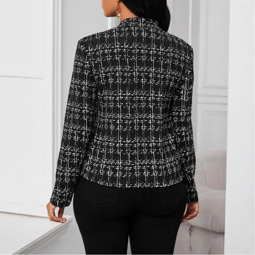 وصل حديثًا لعام 2025 ملابس نسائية أوروبية وأمريكية بسيطة وعصرية مطبوعة ومربعات معطف سترة