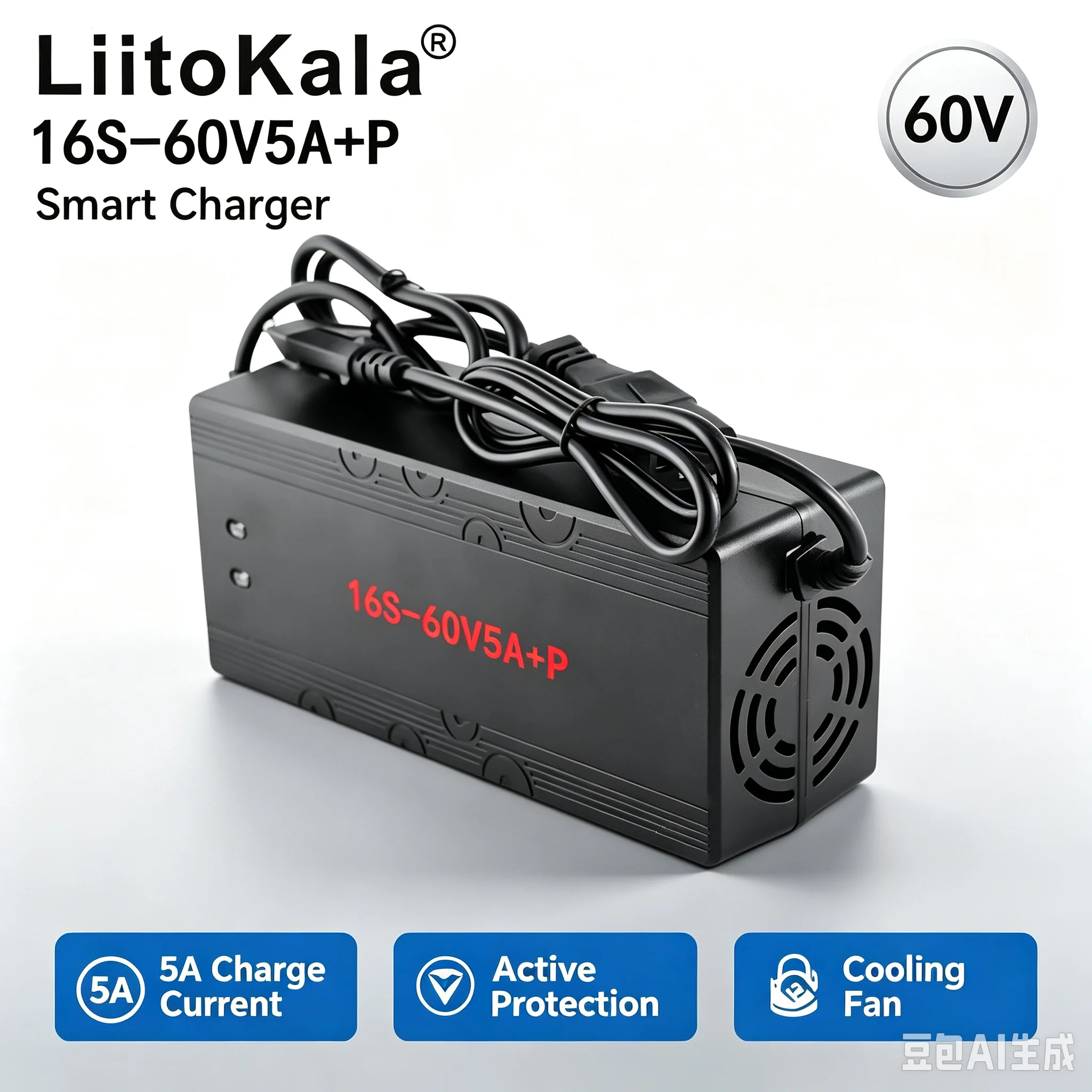LiitoKala 67,2V 5A Lithium-Batterieladegerät 60V 5A Li-Ionen Schnell-Smart-Ladegerät 110V / 220V für 16S 60V Scooter-Akkupack
