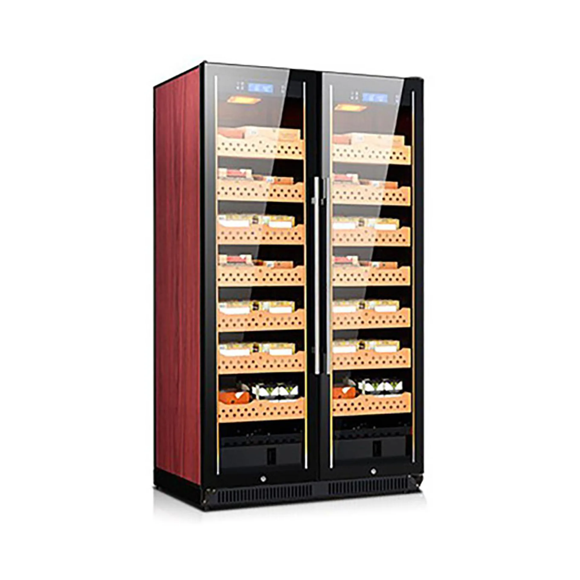 

Cigar cabinet constant temperature commercial compressor refrigeration double door cedar wood shelf red wine cigar cabinet