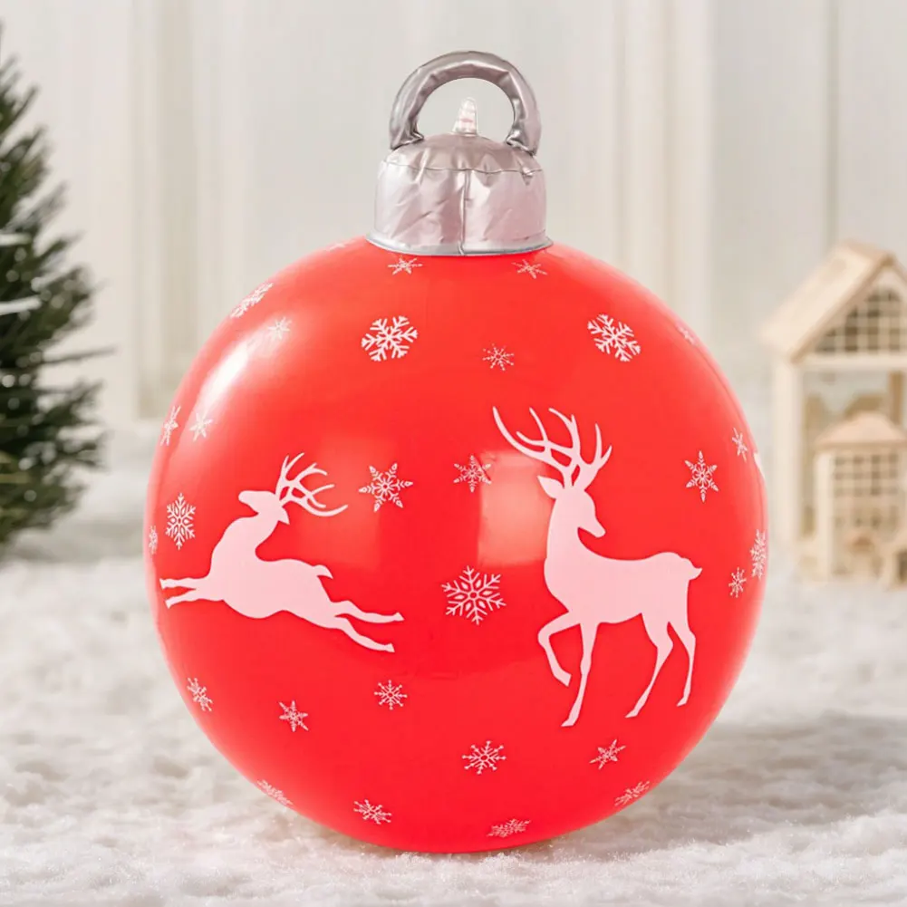 40cm Giant Inflatable Christmas Ball Large Outdoor Decorated Ball Outdoor Christmas Decorations Holiday Yard Lawn Porch Decor