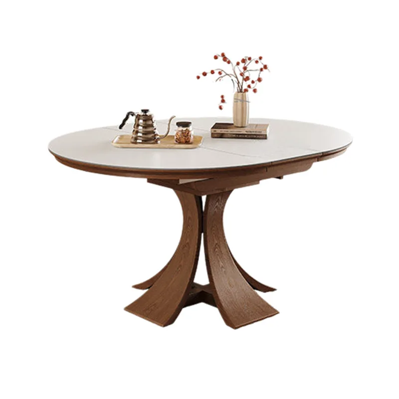 Slate dining table retractable household small apartment folding long table solid wood dining table