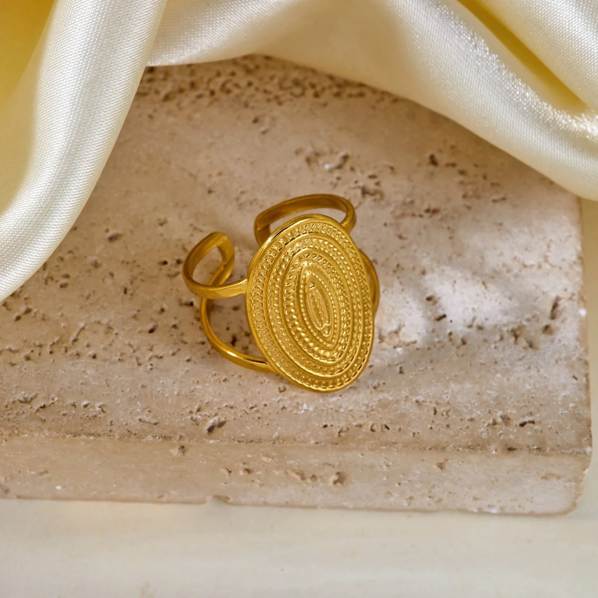 Vintage Edelstahl-Ringe mit Sonnenblumen- und Blattmuster für Damen und Herren, Punk-Mode, geometrischer Spiral-Oval-Fingerring, Schmuck – Detail 32