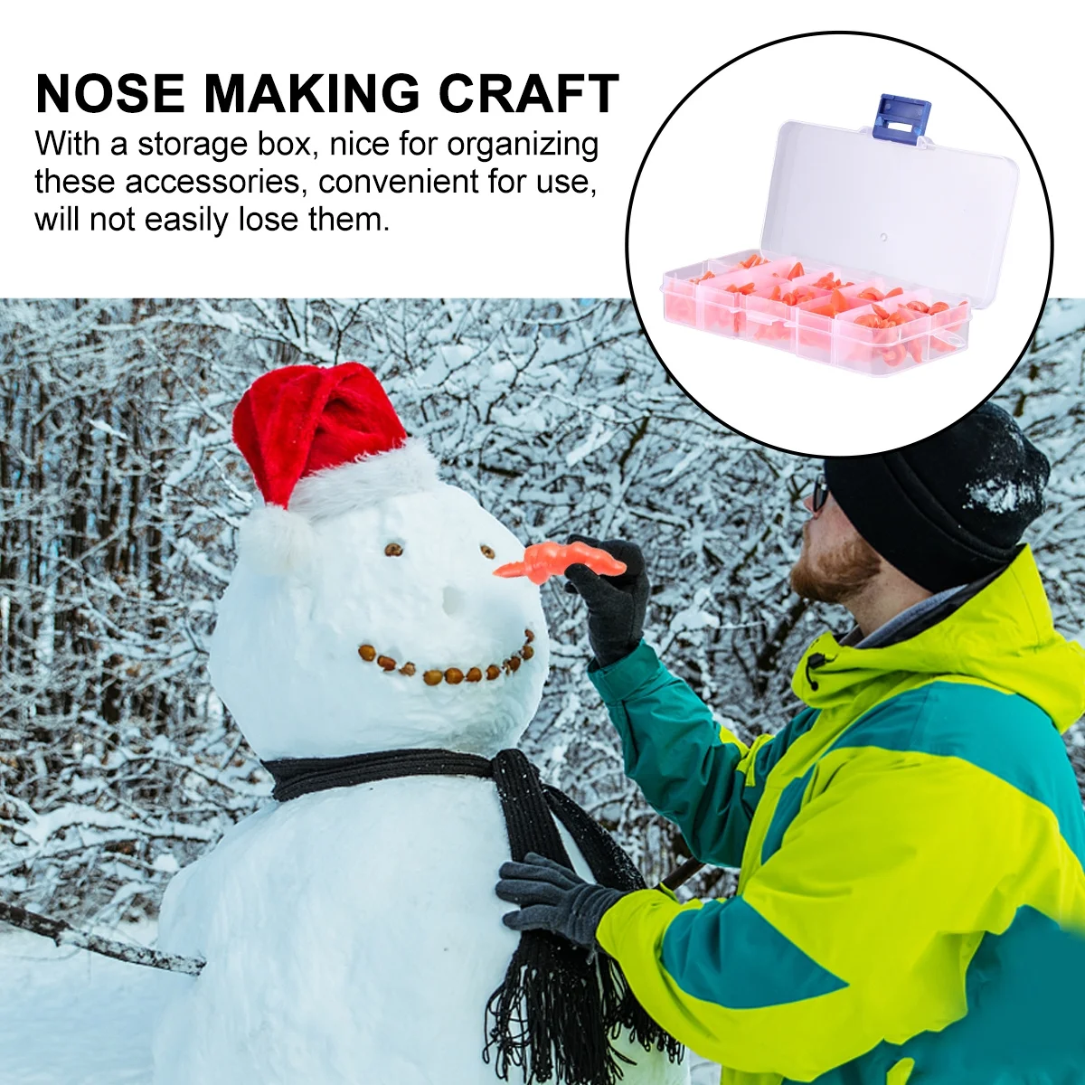 

160pcs Snowman Nose Accessories Diy Craft Set For Christmas Decoration Kids Outdoor Indoor Activity Family Bonding Game Storage