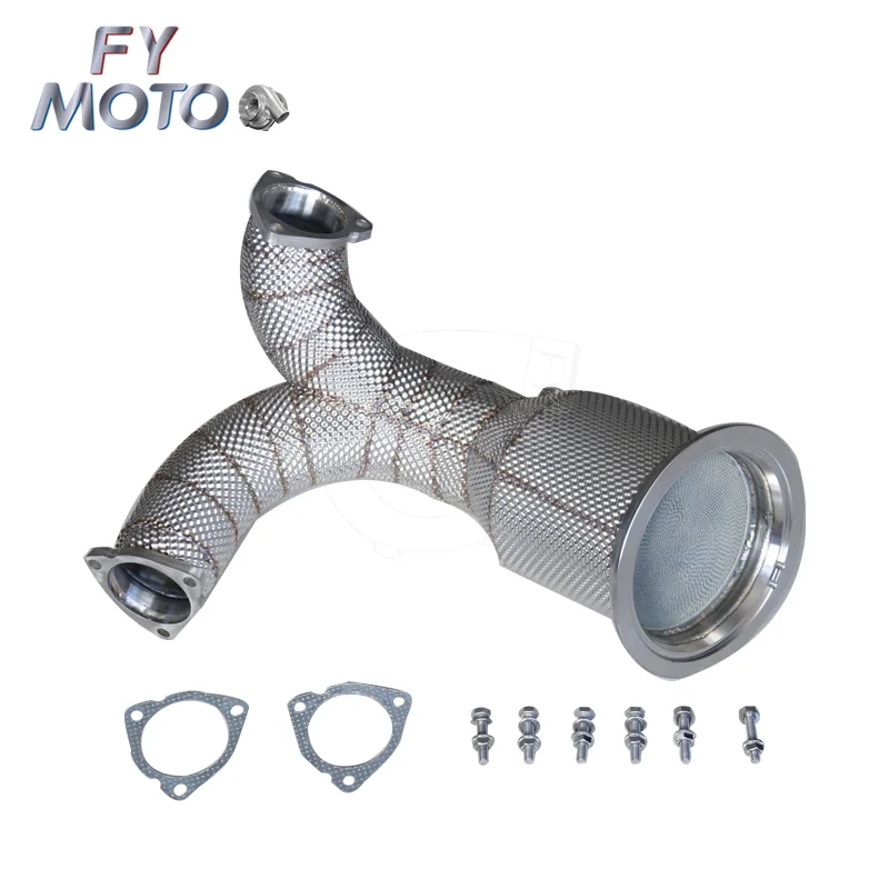 

Exhaust Catted Downpipe for B9 S4 S5 3.0T (EA839) 2018+ with Heat Shield