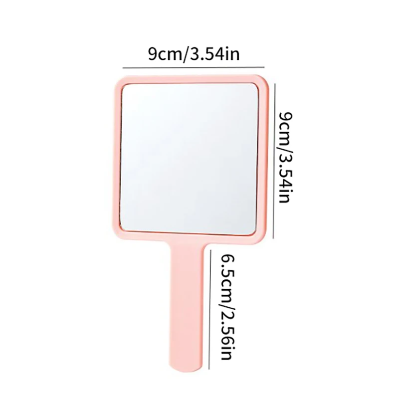 Mini miroir de maquillage carré avec poignée, portable, mignon, main, poche, compact, plusieurs couleurs, cadeau pour fille