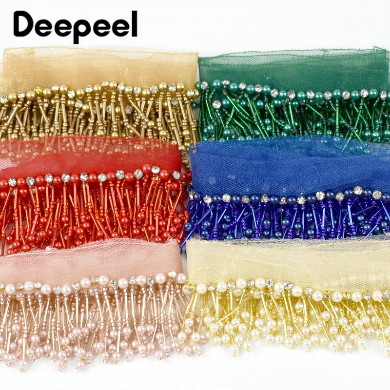 1Yard 5cm Ethnic Tassel Fringe Trim Beaded Lace Mesh Fabric Clothes Tassels Dress Curtain Hem Trimming Ribbon Sewing Accessories