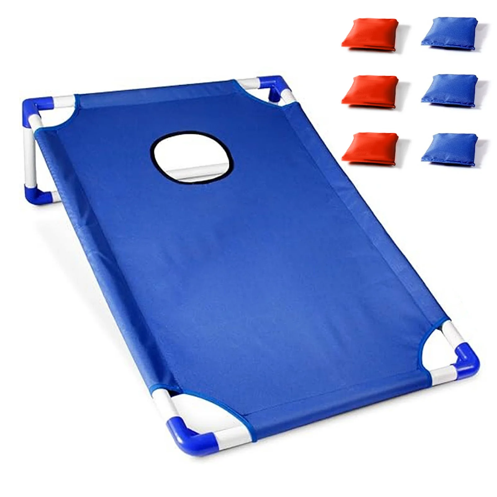 Portable Cornhole Set with 1 Cornhole Game Board and 6 Bean Bags for Yard Toss Game